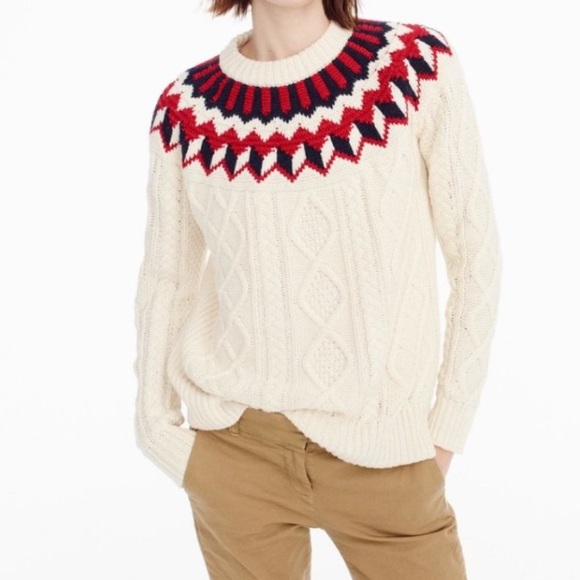 J. Crew Sweaters - J.Crew Cable Knit Fair Isle Ivory Sweater